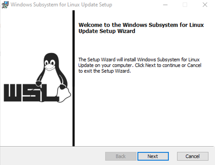 Окно мастера обновления WSL2