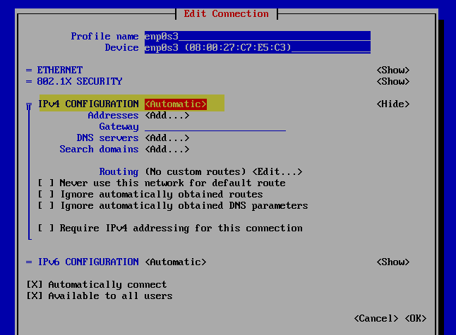 Nmtui-IPV4-Автоматический-DHCP-RHEL