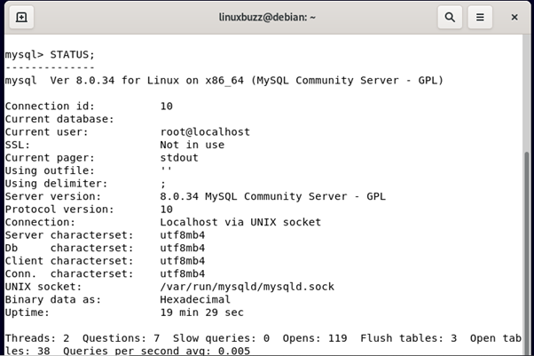 Проверка-MySQL-статуса-Командная-строка-Linux