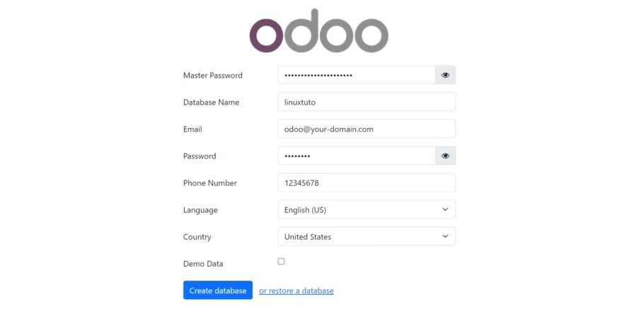 Odoo 17 Создать страницу базы данных