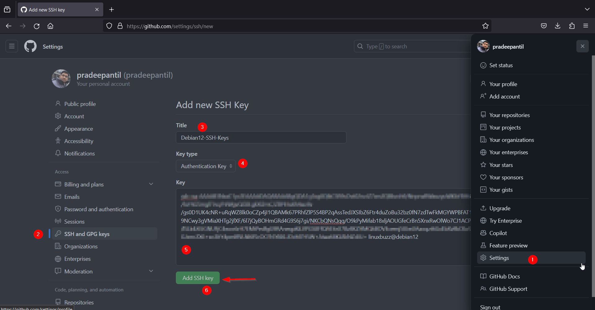 ADD-SSH-Keys-Github-Account-Debian