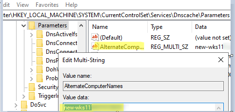 AlternateComputerNames - добавление альтернативного DNS-имени к хосту Windows 