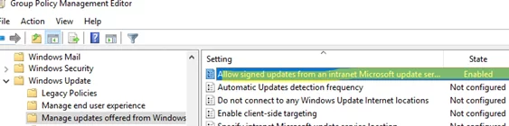 GPO: Разрешить подписанное содержимое из интранет-службы обновления Microsoft