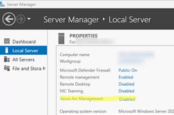 Управление дугой Azure в Windows Server Manager 