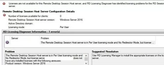 Хост сеанса удаленного рабочего стола находится в режиме лицензирования для каждого пользователя и без режима перенаправления, но на сервере лицензий не установлена соответствующая лицензия с 