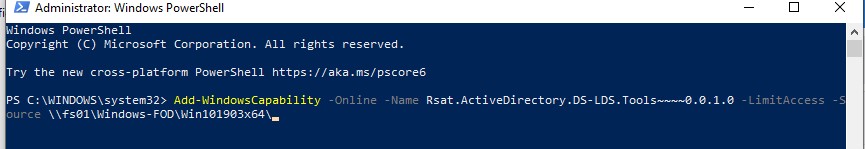 Add-WindowsCapability установка rsat из общей папки источник FOD