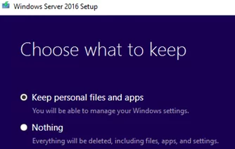 обновление windows server edition - опция Хранить личные файлы и приложения 