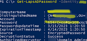 Get-LapsADPassword - laps powershell получить пароль администратора