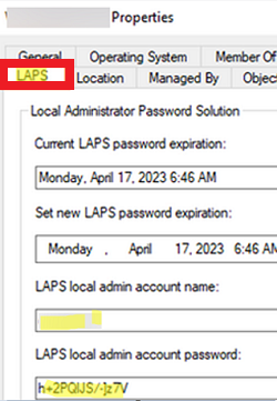 Просмотр пароля LAPS в свойствах компьютера в AD