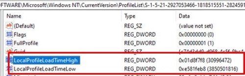 Получить время загрузки профиля из параметра реестра LocalProfileUnloadTimeHigh 