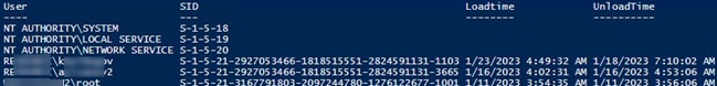 Получение даты загрузки и выгрузки последнего профиля с помощью PowerShell