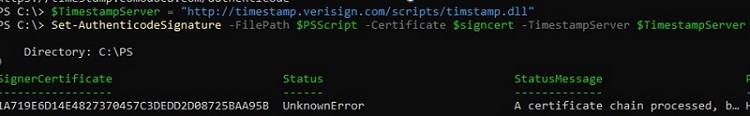 Скрипт powershell Set-AuthenticodeSignature sign