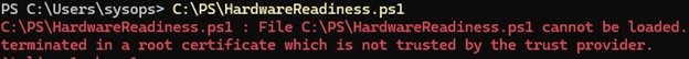 не удается загрузить скрипт powershell корневой сертификат не доверен