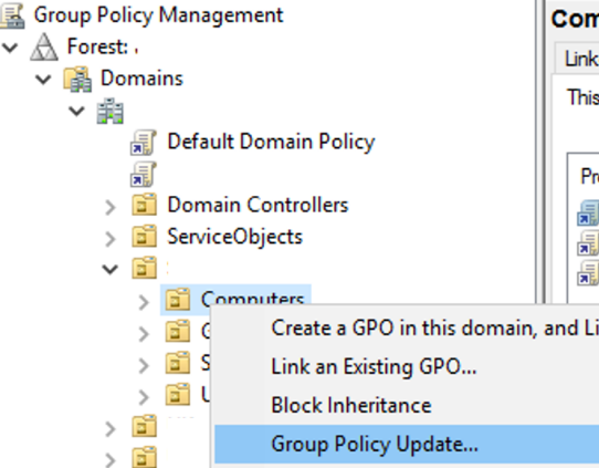 обновление параметров GPO удаленно через консоль GPMC