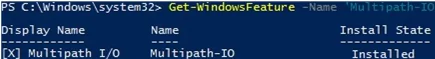 windows server - получить 'Multipath-IO' powershell