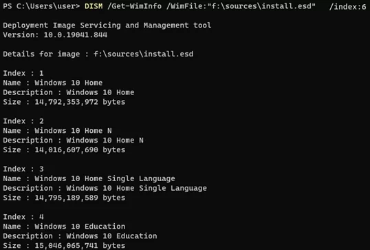 DISM /Get-WimInfo : Несколько версий и редакций Windows 10 в одном WIM-файле