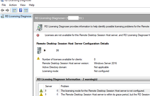 rd licensing diagnoser - режим лицензирования RDS не настроен