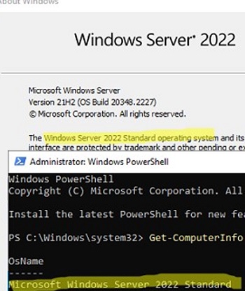 Оценка обновления до Windows Server 2022 Standard