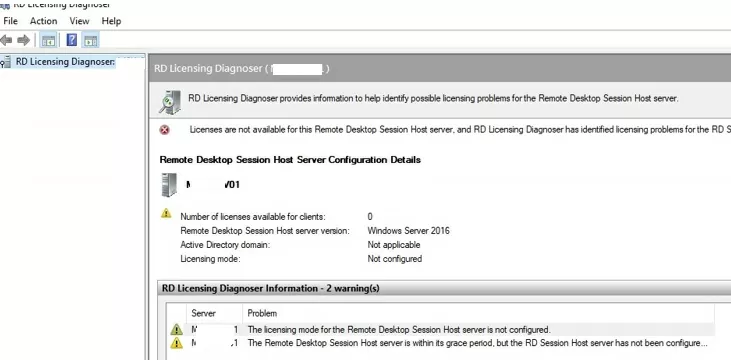 лицензии rds licensing diagnoser недоступны