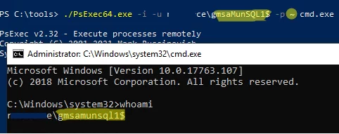 запустить cmd от имени gmsa (учетная запись групповых управляемых служб)
