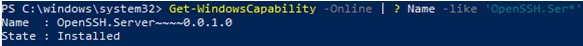 проверить возможности сервера openssh, установленного на windows Get-WindowsCapability