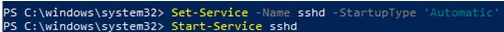 запуск службы sshd на windows 10