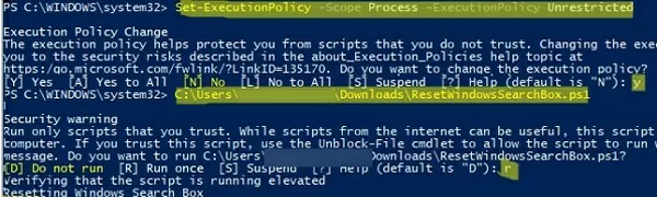 сброс поиска windows с помощью скрипта powershell ResetWindowsSearchBox.ps1 