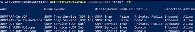список snmp-правил windows defender с помощью powershell