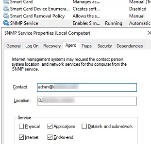 контактная информация агента snmp