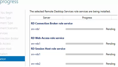 установка компонентов фермы RDS