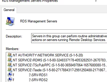 Серверы управления RDS (локальная группа безопасности)