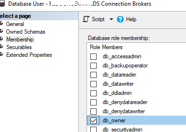 предоставление SQL-разрешений RD Connection Broker