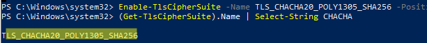 PowerShell: Включить набор шифров TLS_CHACHA20_POLY1305_SHA256
