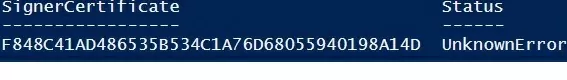 подписание скрипта powershell с использованием самоподписного сертификата - неизвестная ошибка