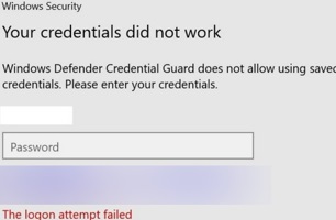 Windows Defender Credential Guard не позволяет использовать сохраненные учетные данные