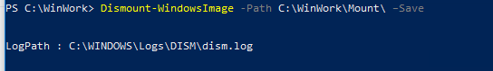 Dismount-WindowsImage - сохранить изменения