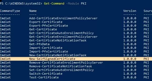 модуль powershell pki - управление сертификатами в windows 