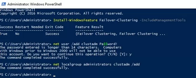 powershell установить функцию Failover Clustering на серверах рабочей группы