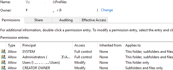 настроить fslogix smb share ntfs permissions