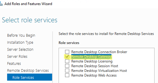Установка роли шлюза удаленных рабочих столов на Windows Server