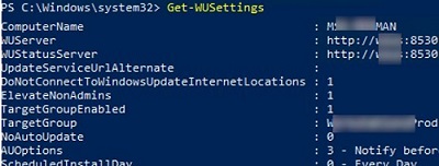 Get-WUSettings - список текущих настроек Windows Update на компьютере