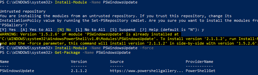 Install-Module PSWindowsUpdate из PSGallery