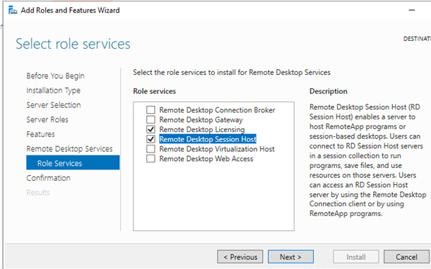 установить Remote Desktop Session Host на Windows Server 2019