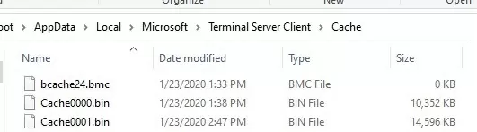 Файлы растрового кэша rdp: bmc и bin