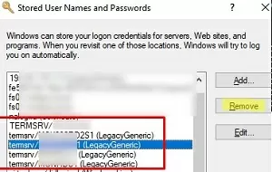Удаление сохраненных учетных данных RDP (termsrv)
