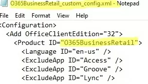 Настройка ODT для Office 365 Business Retail edition