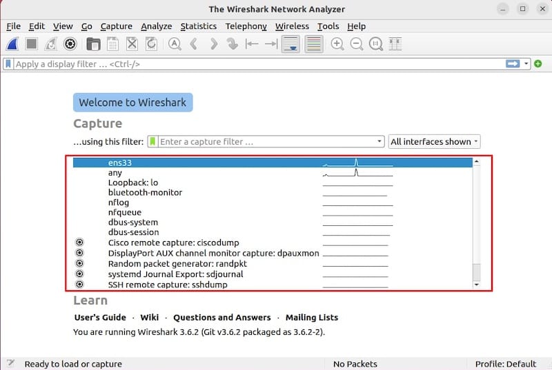 Установите Wireshark на Ubuntu 24.04.