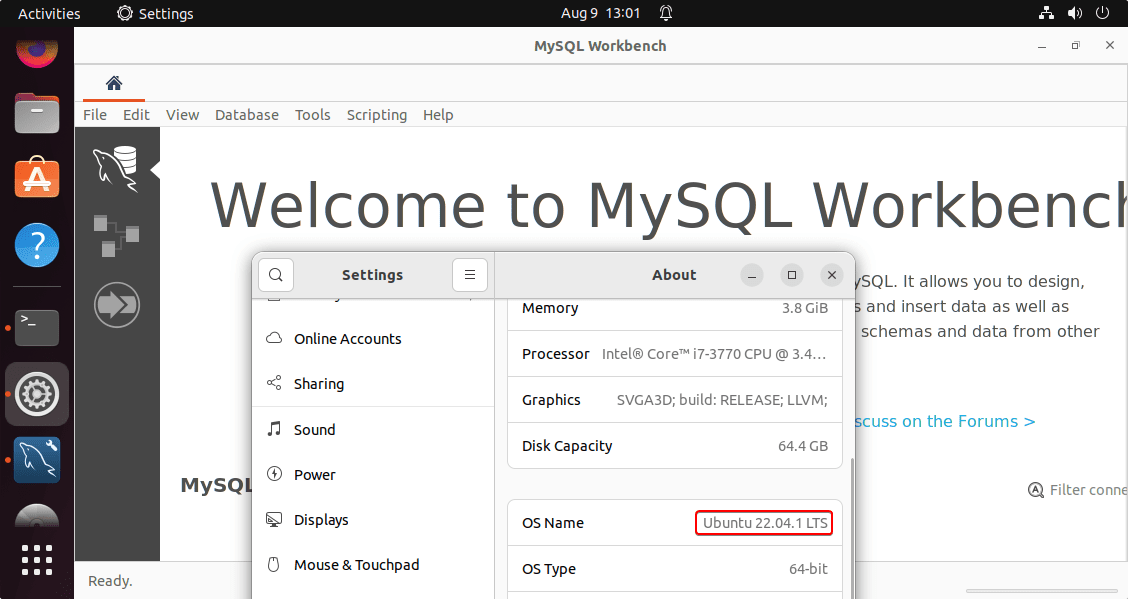 Запуск MySQL Workbench в Ubuntu 22.04 Linux