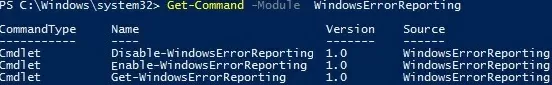 Модуль WindowsErrorReporting powershell