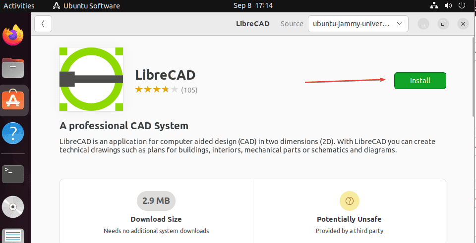 Установка LibreCAD на Ubuntu 22.04 с помощью графического интерфейса